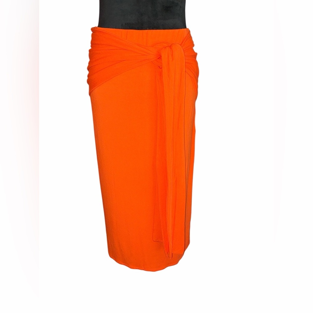 Fashion to Figure Orange Midi Skirt With Long Tie, Size 2, NWT